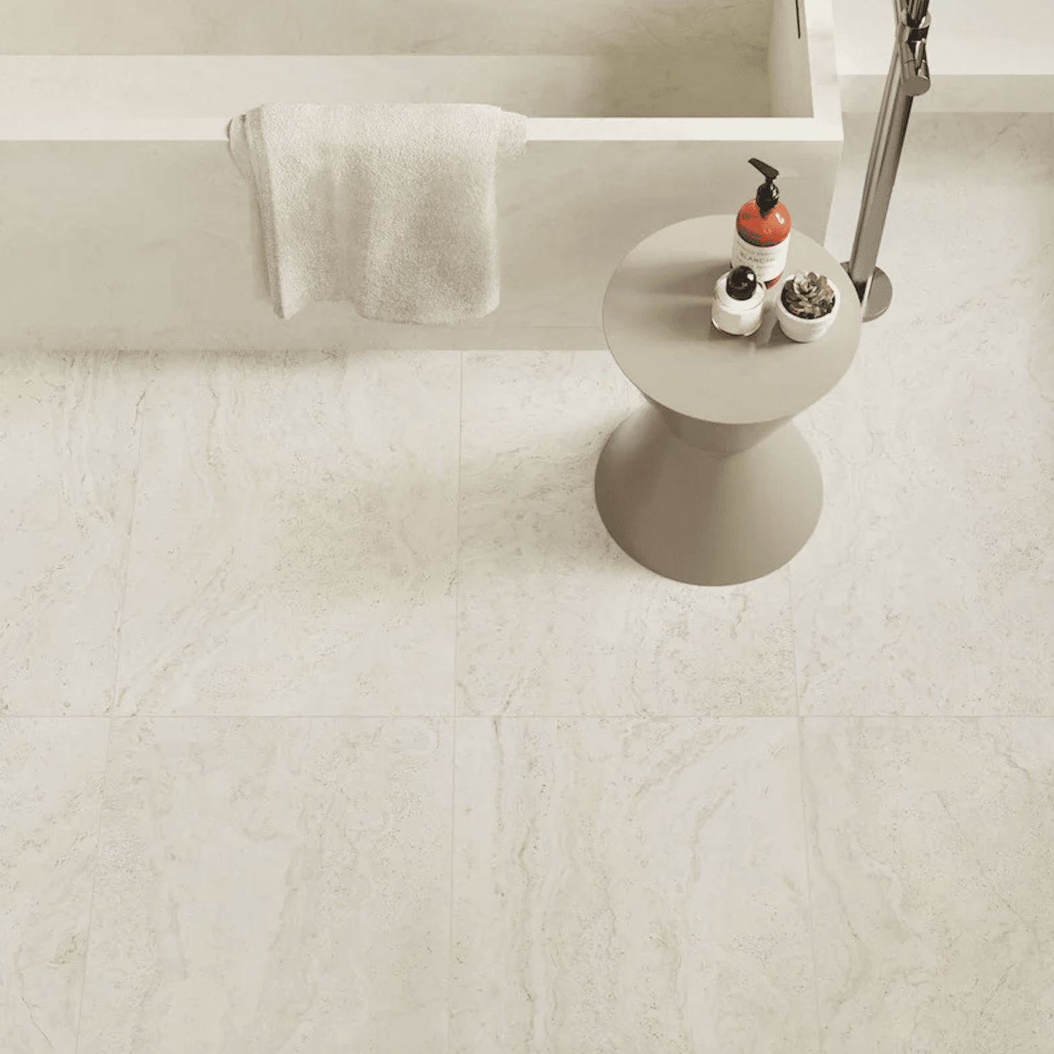 UNIQUE TRAVERTINE MINIMAL WHITE Naturale R10 90×90 – EMILGROUP ©