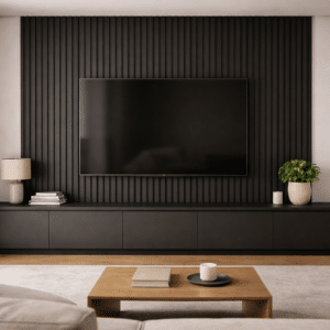 Panneau Tasseau Acoustique Effet Bois BÉLOMBRA NOIR 52x270x2,1cm