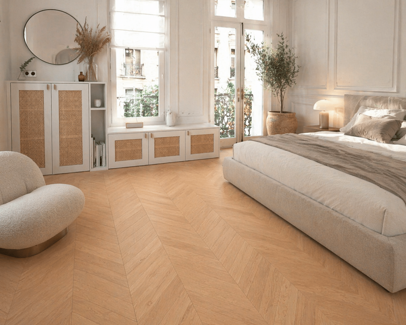 Contrecollé Chêne Point de Hongrie ATLANTA Naturel 14x92x520 Verni Choix ABC