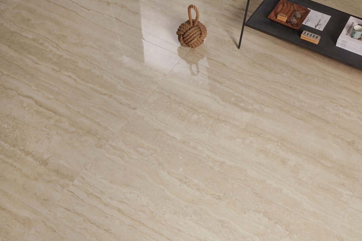 UNIQUE TRAVERTINE VEIN CUT CREAM Full Lappato 60x120 - Provenza ©