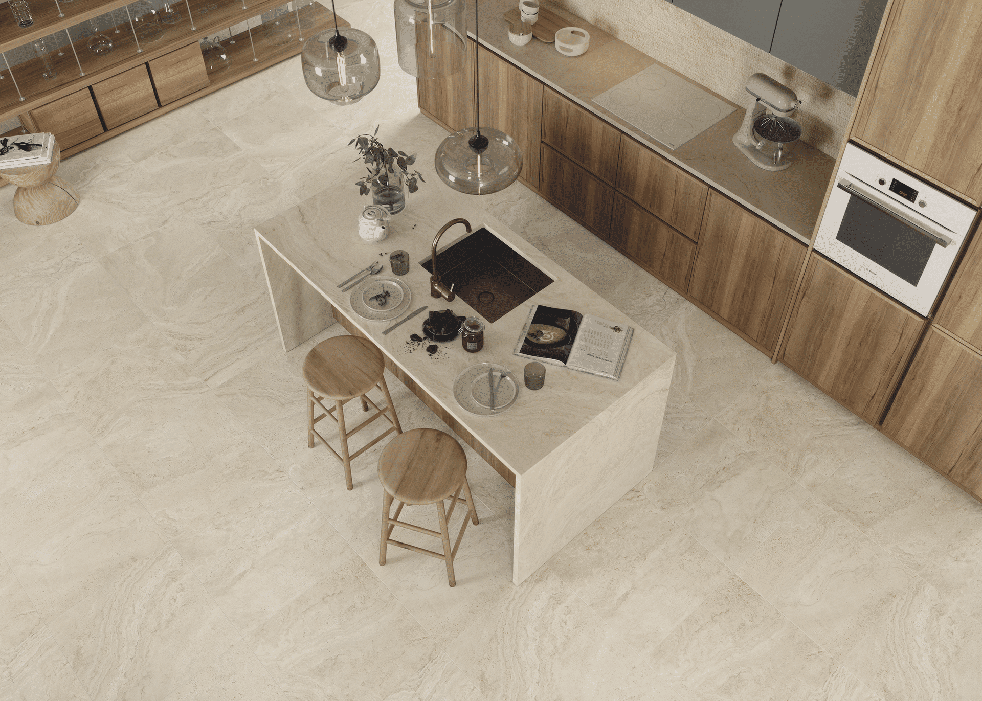 UNIQUE TRAVERTINE MINIMAL CREAM Naturale R10 60×60 – Provenza ©