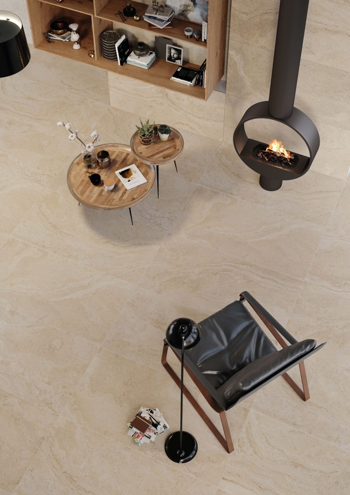 UNIQUE TRAVERTINE MINIMAL CREAM Naturale R10 30x60 - Provenza © en situation