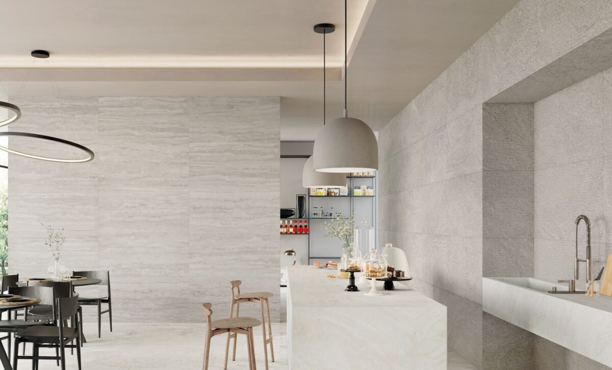 UNIQUE TRAVERTINE VEIN CUT SILVER Full Lappato 60x120 - Provenza © en situation